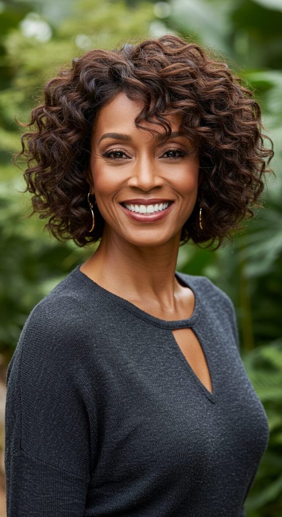 8. Curly Bob with Layers