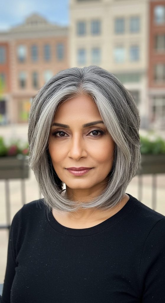 8. Grey-Blend Layered Bob