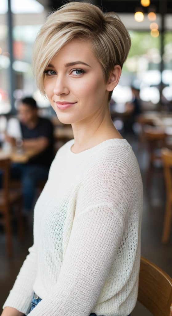 8. Pixie with Side Swept Bangs
