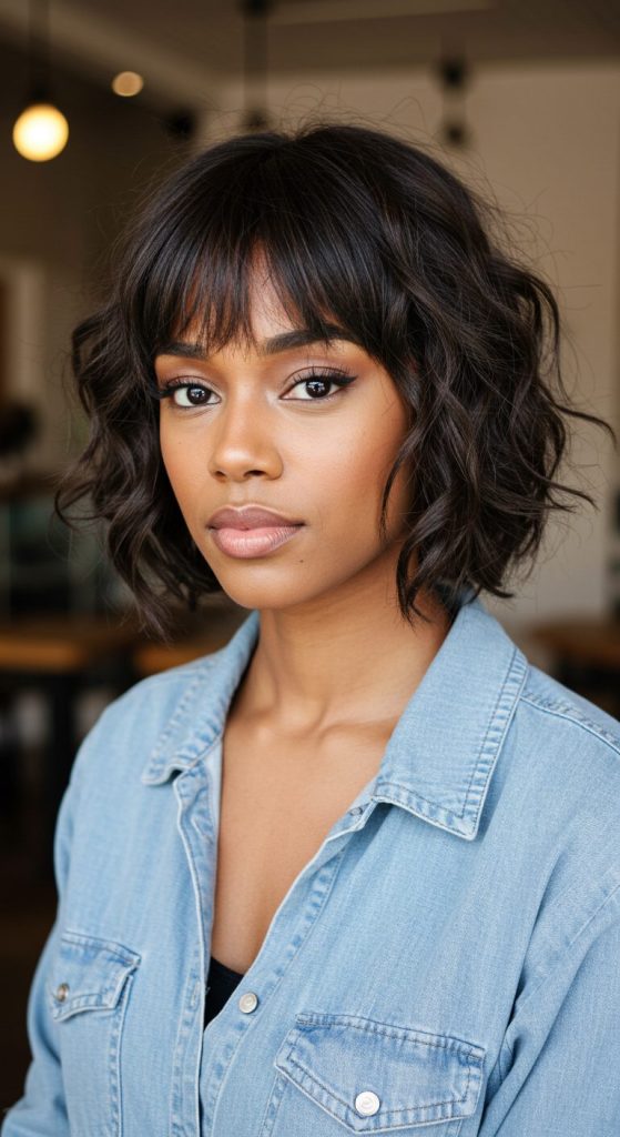 8. Tousled Pixie with Long Fringe