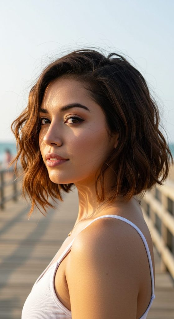 8. Wavy Side-Parted Bob