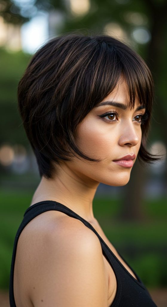 9. Layered Pixie with Fringe
