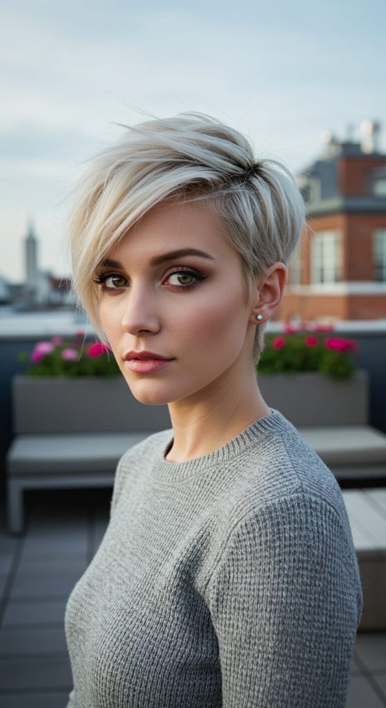 9. Side-Parted Asymmetrical Pixie