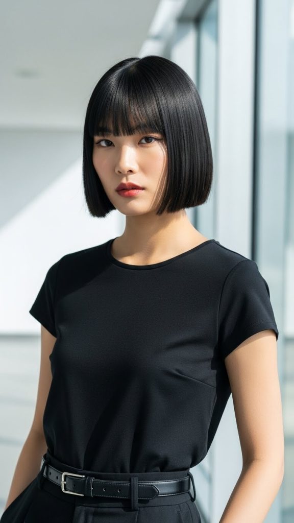 1. Blunt Sleek Bob with Razor Edges Sleek Bob