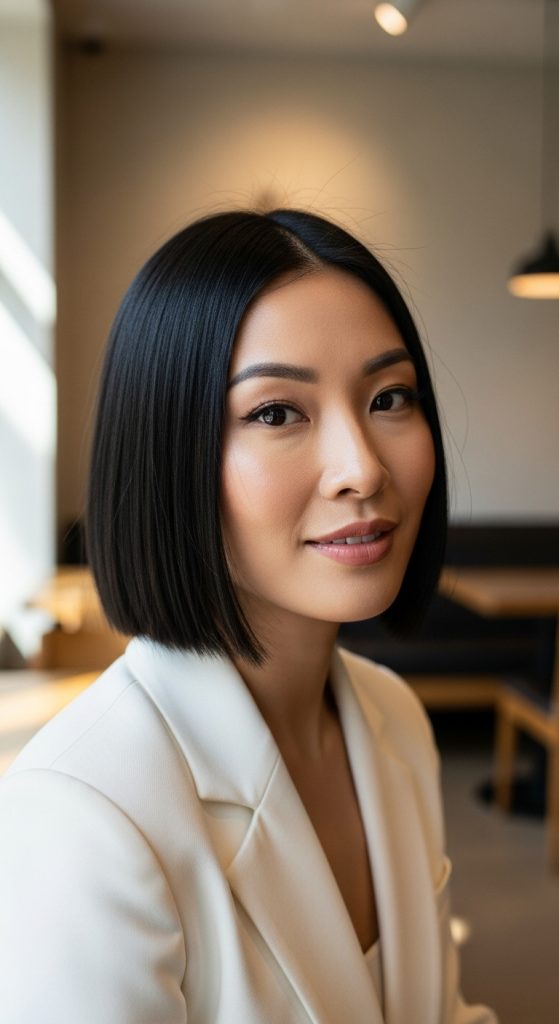 1. Sleek Blunt Bob with Middle Part Chic Blunt Bob Style