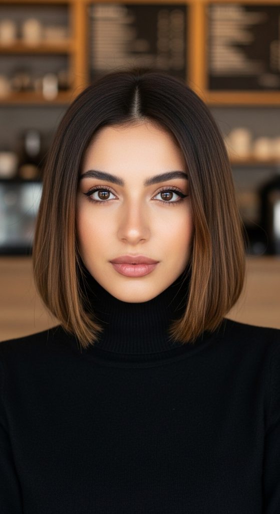 11. Blunt Bob with Feathered Money Pieces