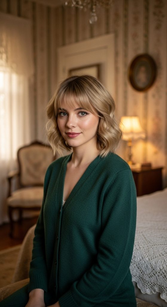 13. Wavy Bob with Curtain Bangs