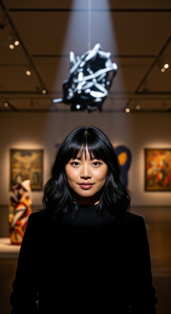 14. Layered Bob with Baby Bangs