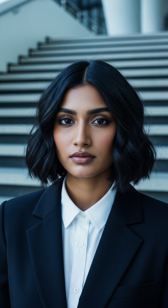 15. Wavy Bob with Middle Part