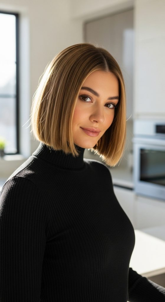 16. Center-Swept Blunt Bob