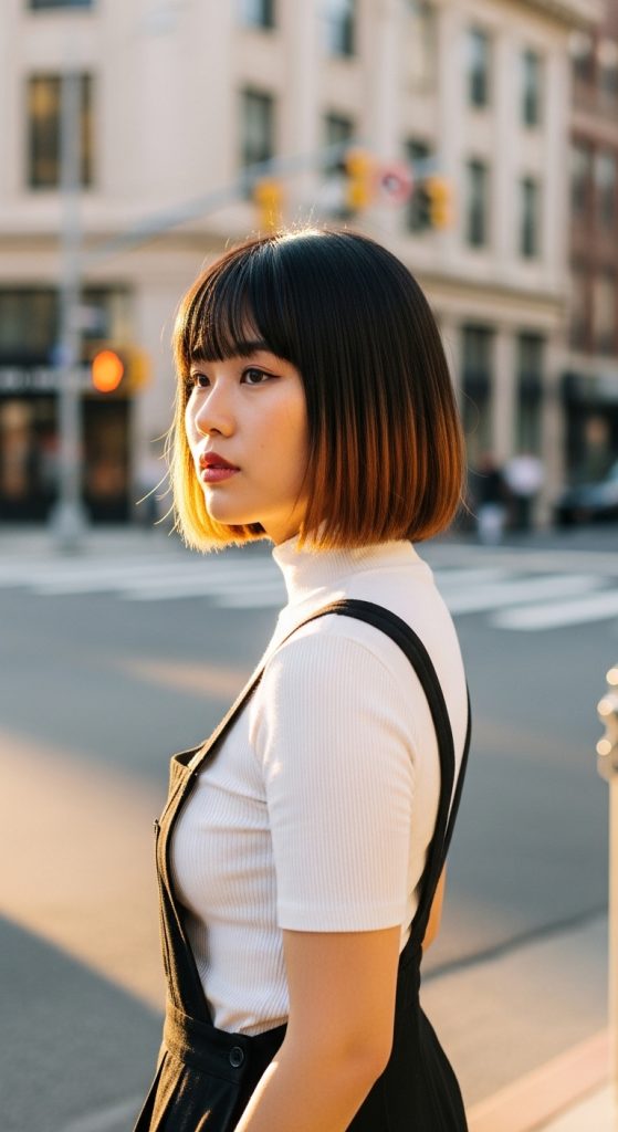 18. Blunt Short Bob with Highlights