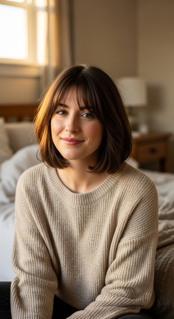 18. Inverted Bob with Curtain Bangs