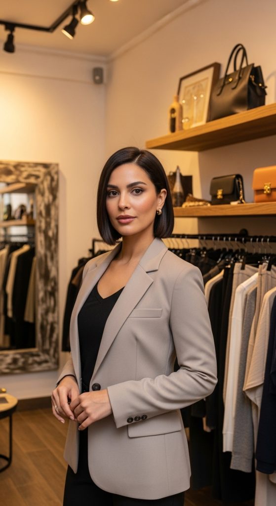 18. Short Blunt Bob with Tucked Ends