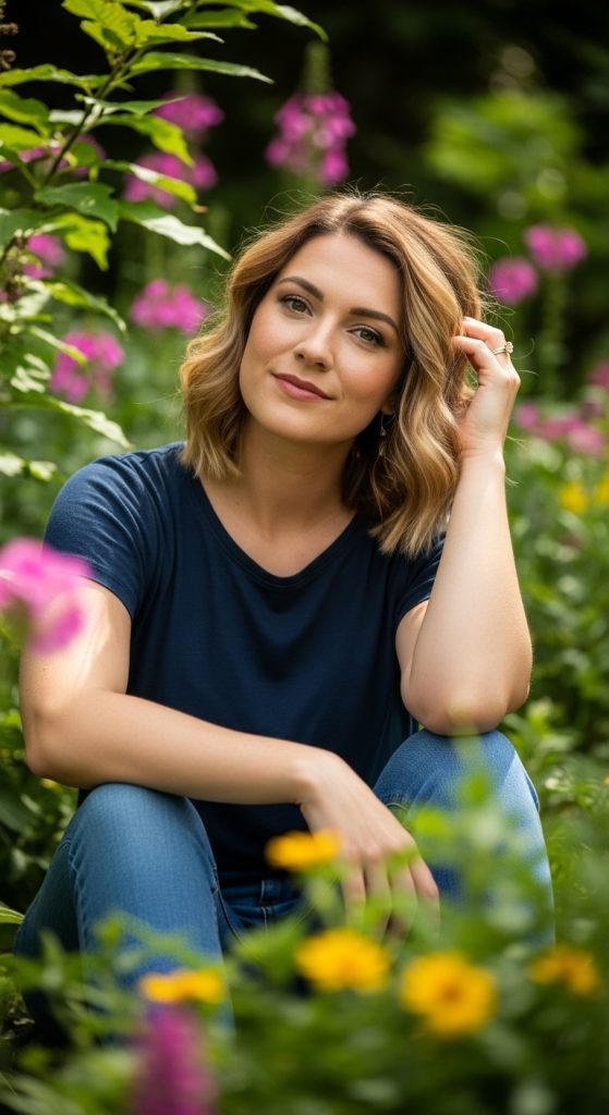 18. Soft Wavy Bob with Highlights