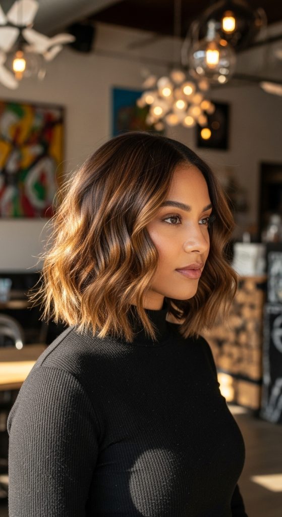 2. Textured Wavy Bob