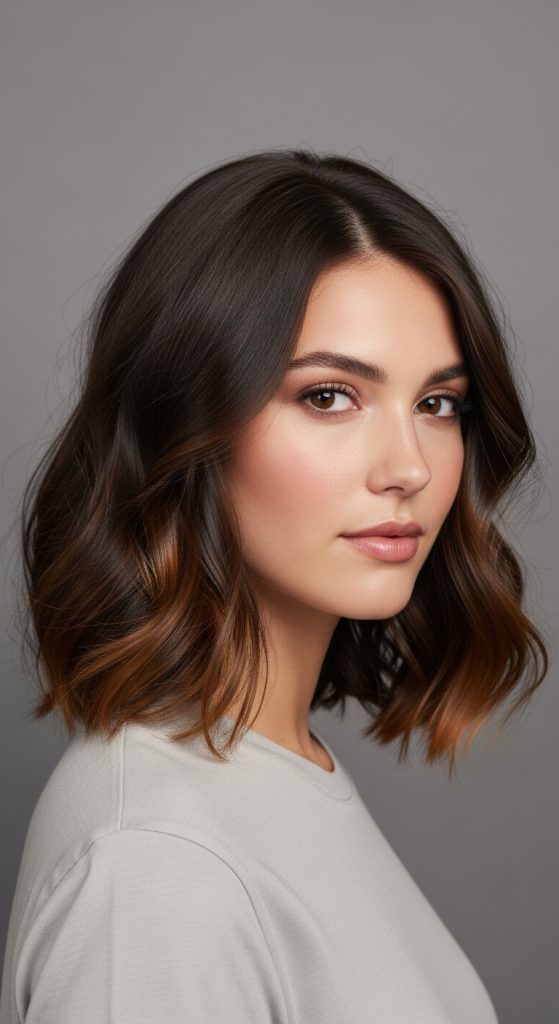 20. Lob with Balayage Ends