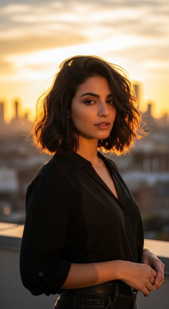 21. Tousled Layered Bob with Side Part