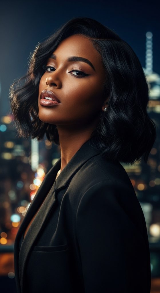 24. Dramatic Evening Wavy Bob