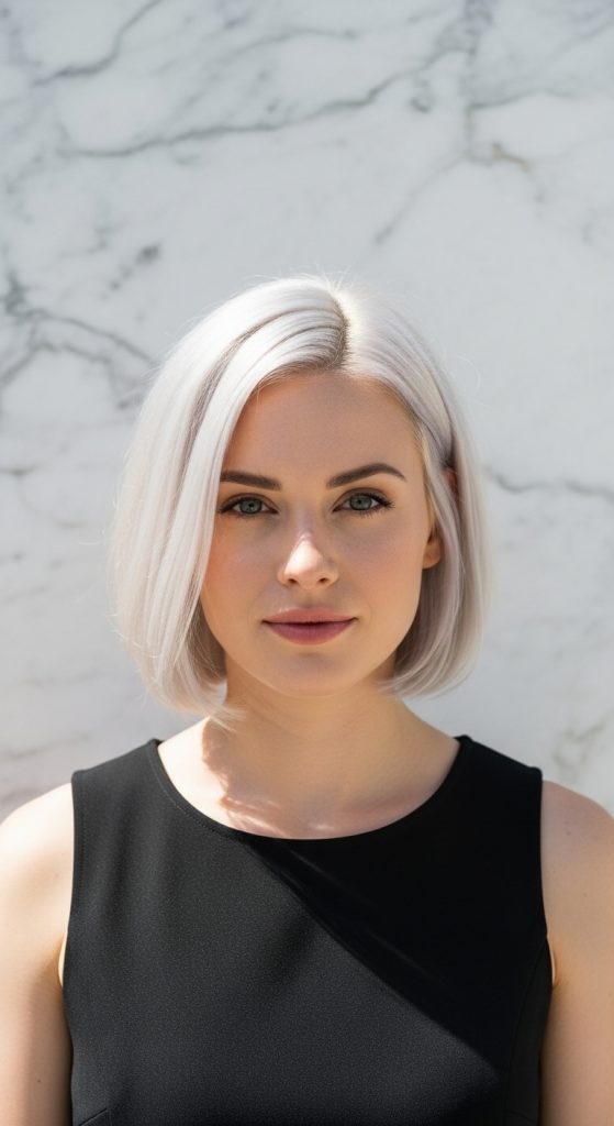 25. Ultra Sleek Platinum Bob