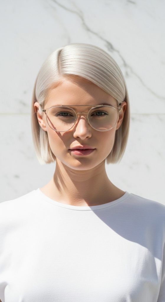 25. Ultra Sleek Platinum Bob