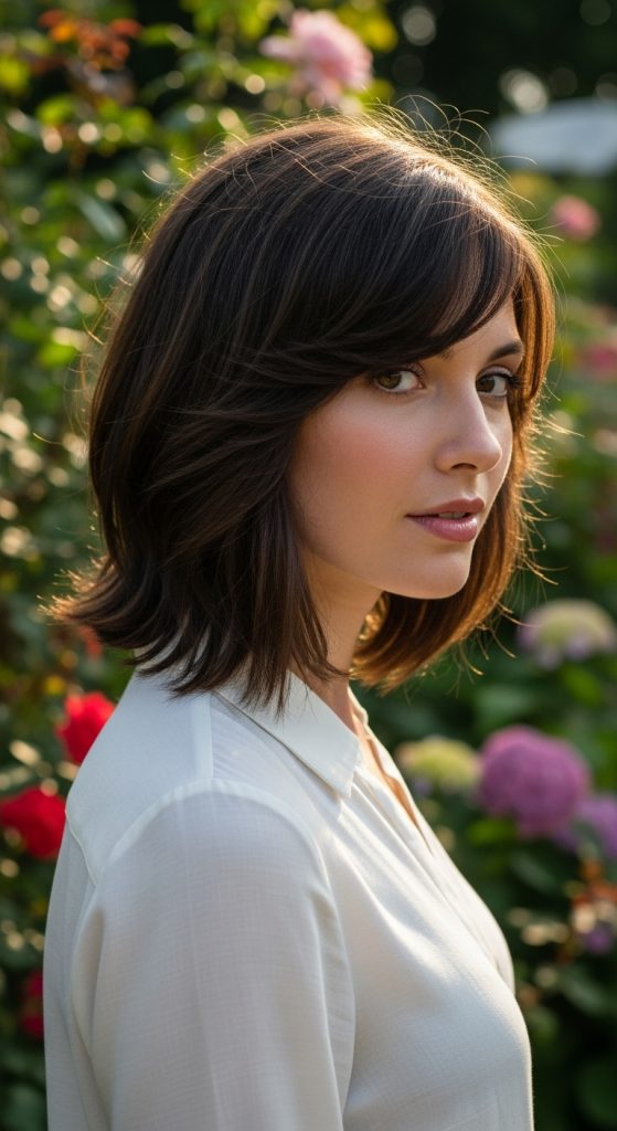 26. Layered Bob with Side Fringe