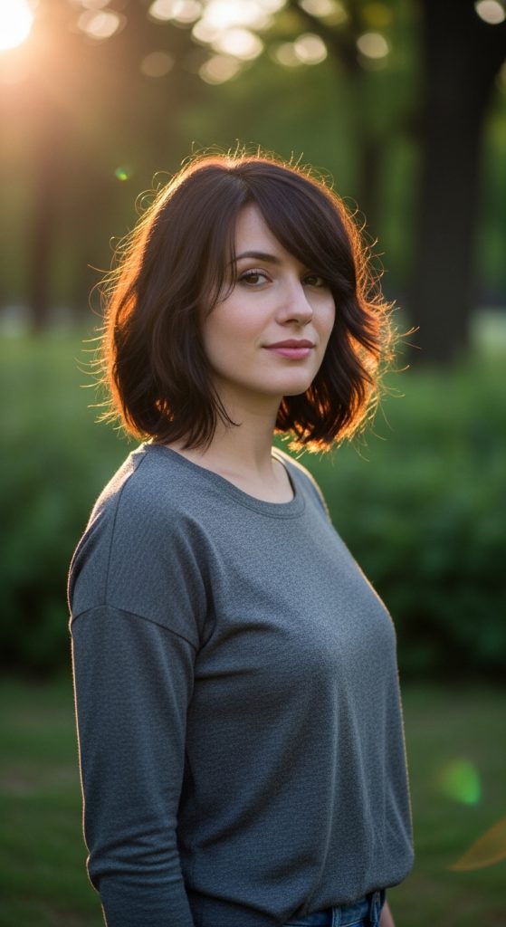 26. Layered Bob with Side Fringe