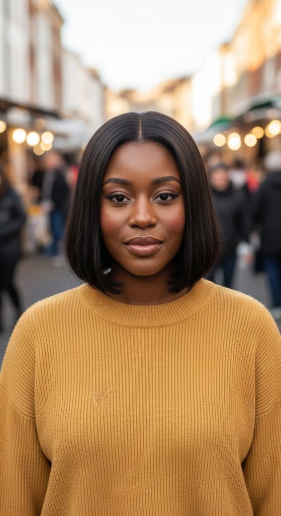 3. Chin-Length Blunt Bob