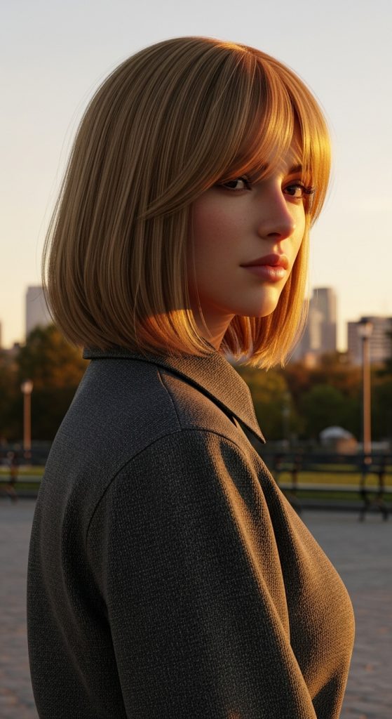 5. Bob with Curtain Bangs