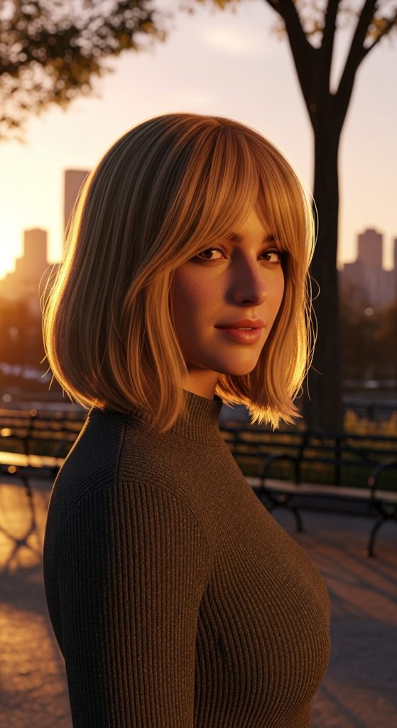 5. Bob with Curtain Bangs