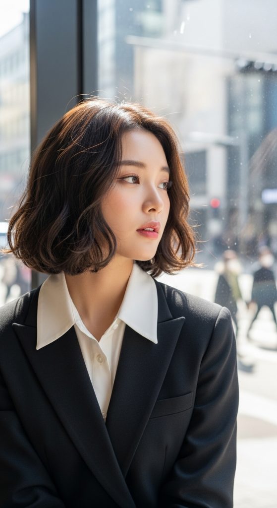 7. Chin-Length Wavy Bob