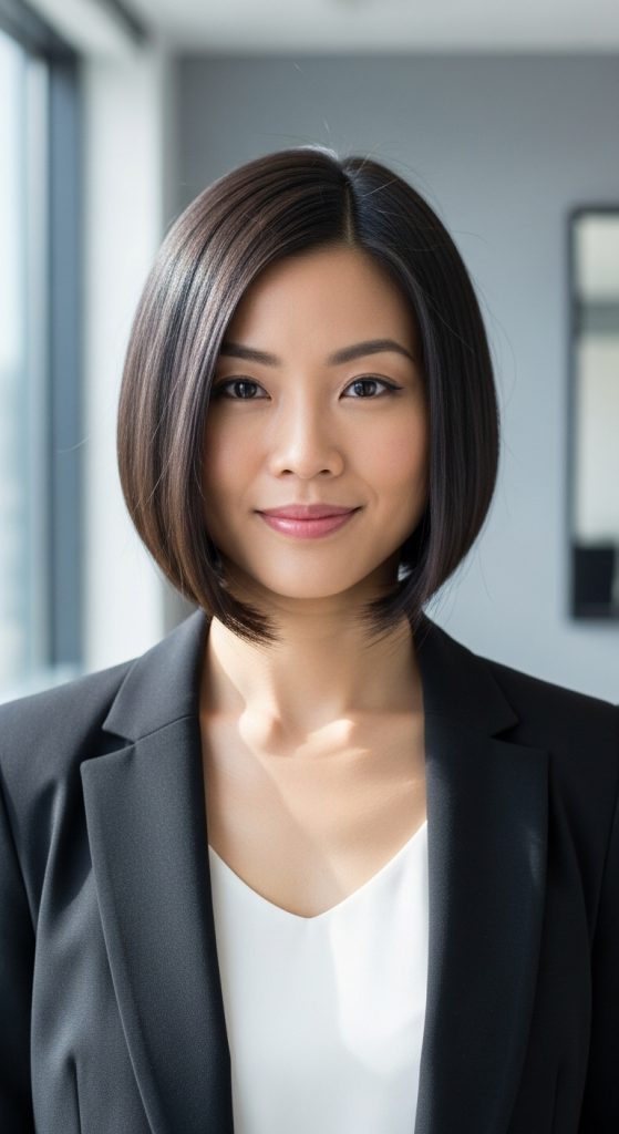 7. Sleek Middle-Part Inverted Bob