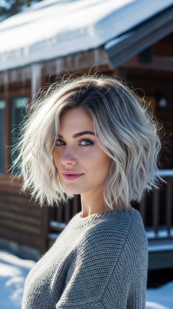 7. Winter Frost Textured Bob