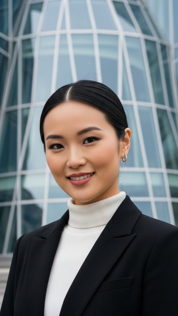 14. Sleek Bob with Tucked Ends