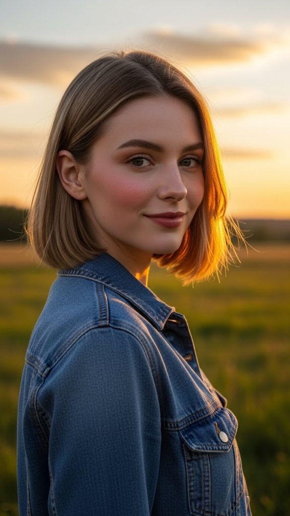 16. Sharp Cut Bob with Slight Bend