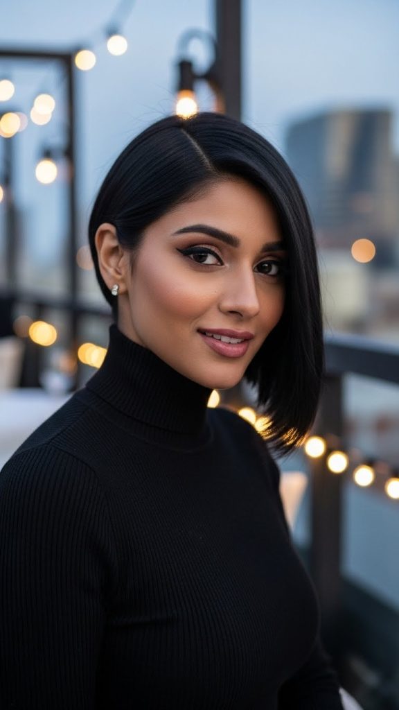 7. Side-Parted Sleek Bob